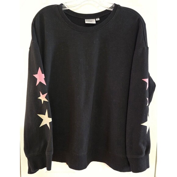 Sweaters - Super Soft Torrid SIze 0 Fleece Black Sweatshirt Sleeve Star Graphics